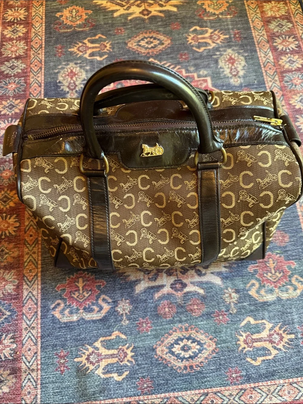 Authentic Vintage Celine Sulky Monogram Boston Bag- Made in France